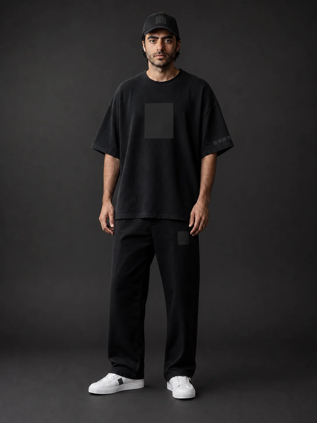 Wearer in black outfit